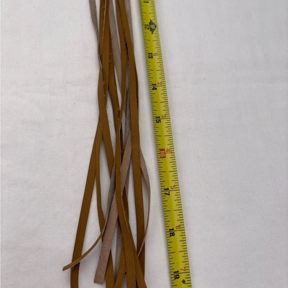 Tan Faux Leather Belt with Fringe and O-Ring Buckle - Picture 9 of 11